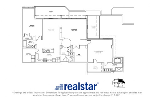 The Cliffs at Dellridge 2-bedroom, 2-baths layout variation B - Penthouse in Bedford, NS
